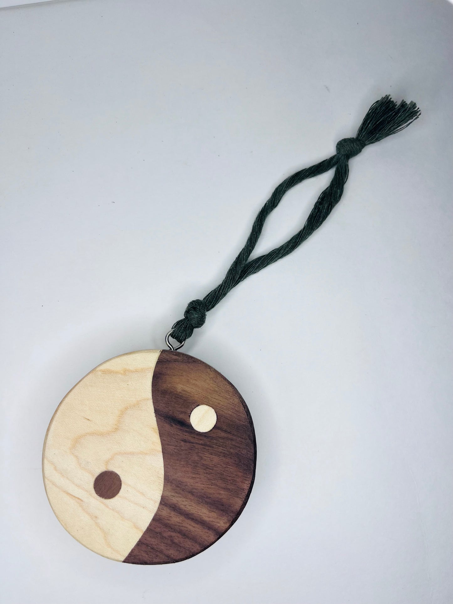 Hardwood yin Yang ornament