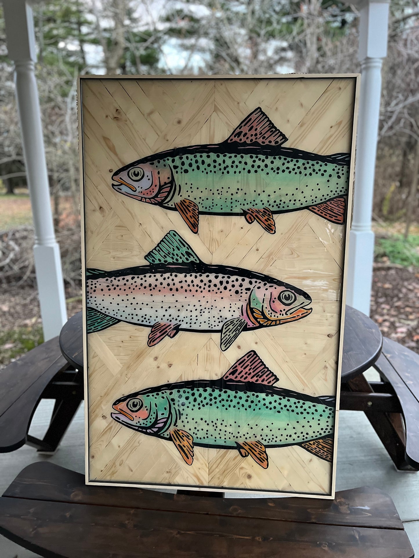 Rainbow trout resin mosaic