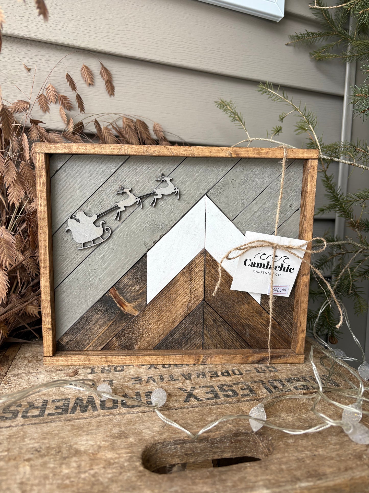 Santa reindeer mini mountian mosaic