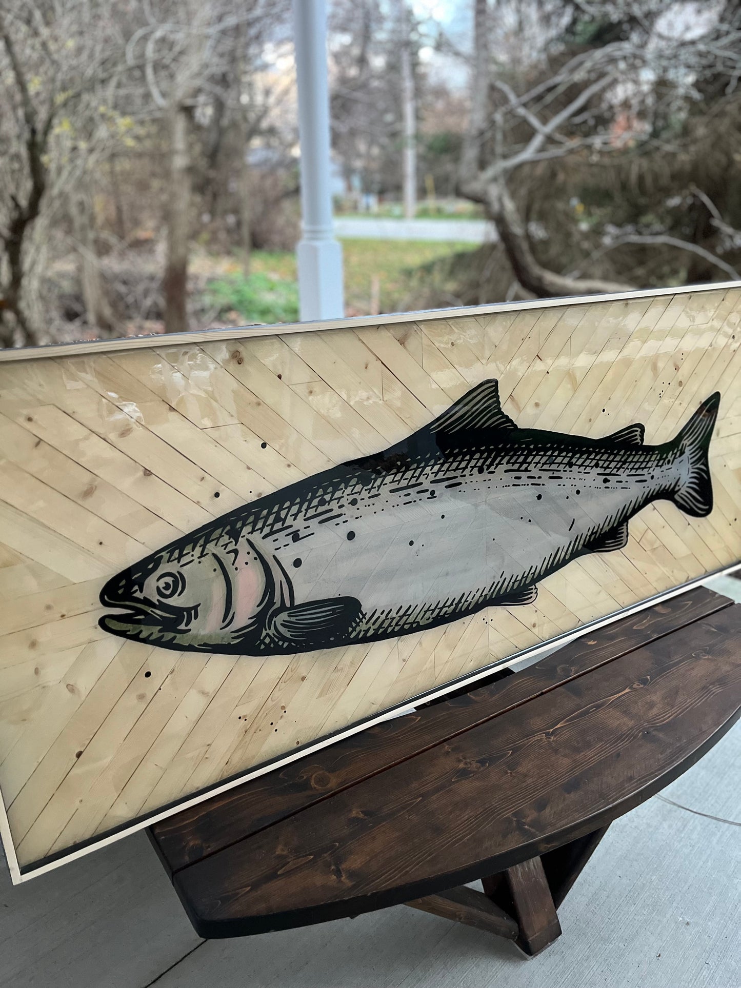 Chinook salmon resin mosaic