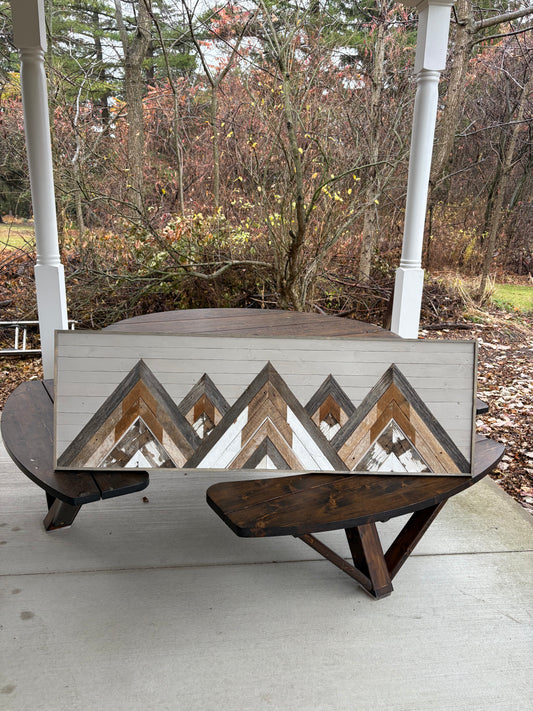 Large 5 peak rustic mountian wall hanging