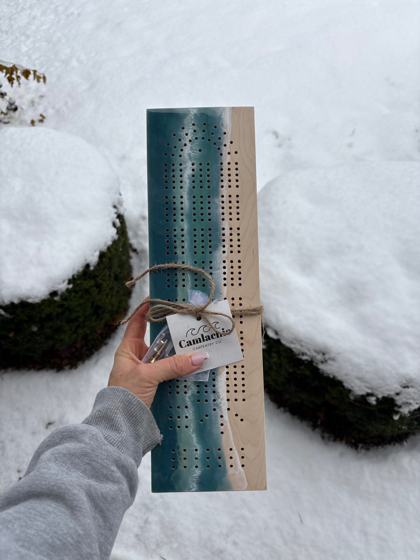 Wave resin cribbage boards